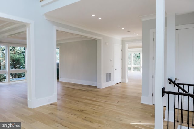 spare room featuring light hardwood / wood-style floors and a healthy amount of sunlight