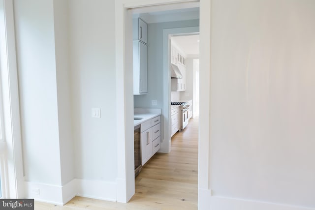 hall featuring light hardwood / wood-style flooring