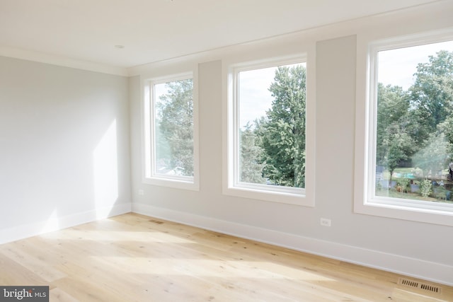 unfurnished room featuring light wood-type flooring