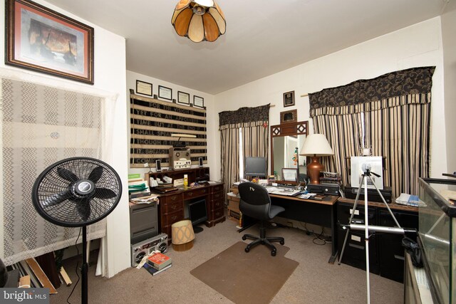 view of carpeted office space