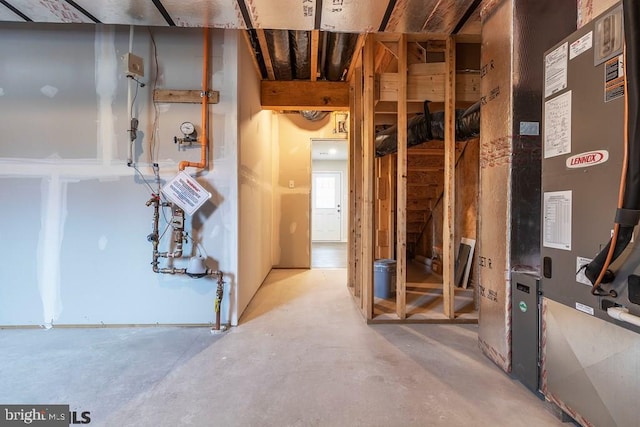 basement with heating utilities