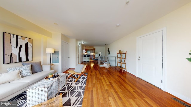 living room featuring light hardwood / wood-style flooring