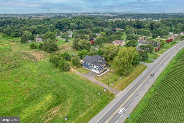 aerial view featuring a rural view