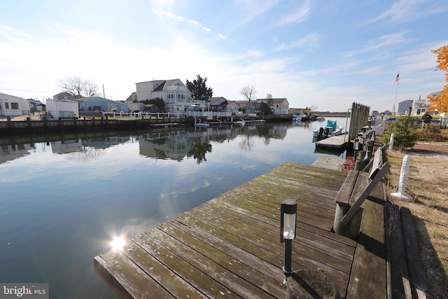 view of dock featuring a water view