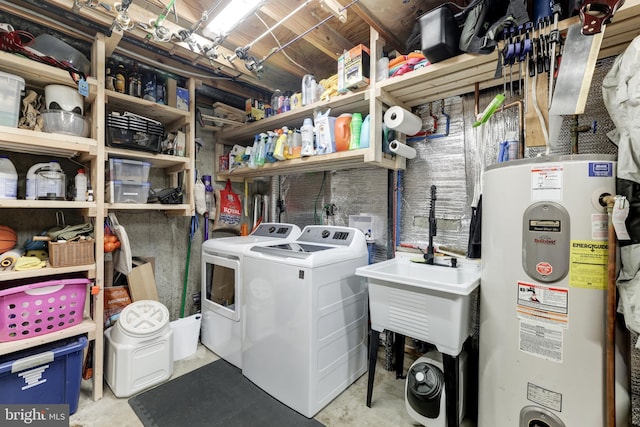 10905 Harpers Square Ct, Reston, VA 20191 - laundry area with water heater, washer and dryer, and laundry area