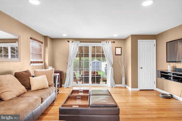 living room with light wood-type flooring