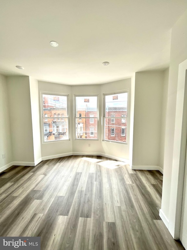 unfurnished room with hardwood / wood-style floors