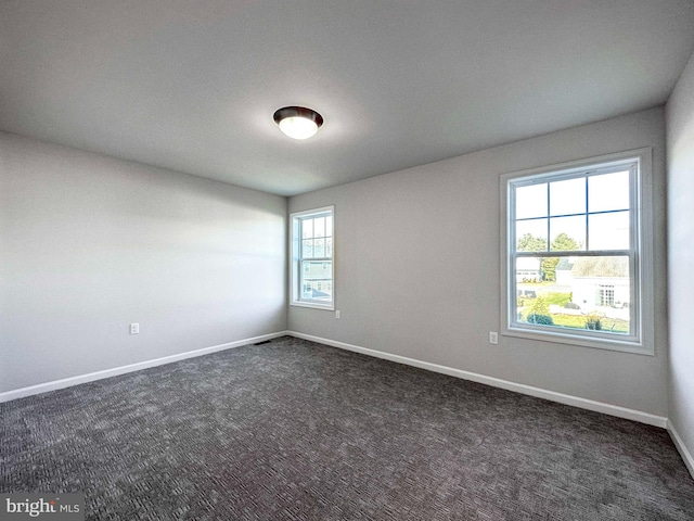 carpeted spare room featuring a wealth of natural light