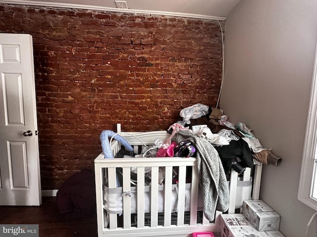 interior space with brick wall