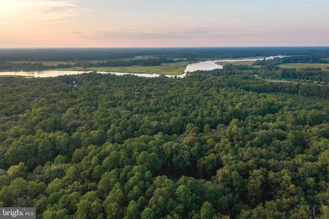 view of aerial view at dusk