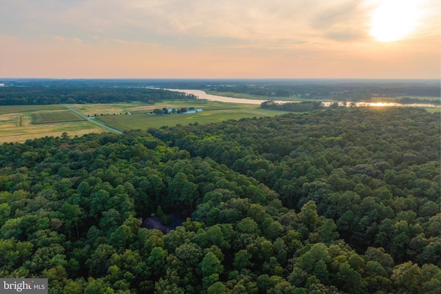 view of aerial view at dusk