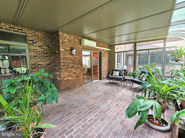 sunroom with a wall mounted AC