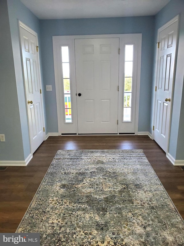 foyer entrance featuring dark hardwood / wood-style flooring