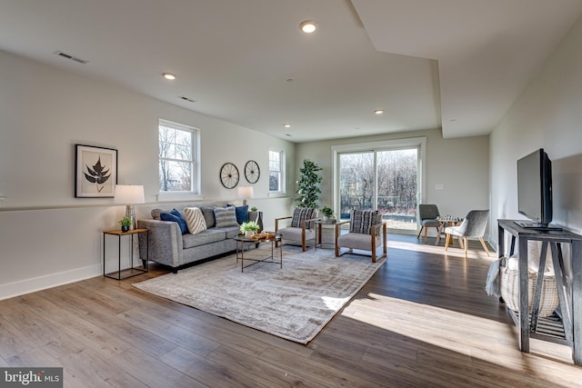 living room with light wood-type flooring