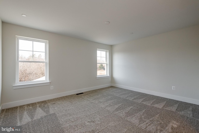 carpeted spare room with plenty of natural light