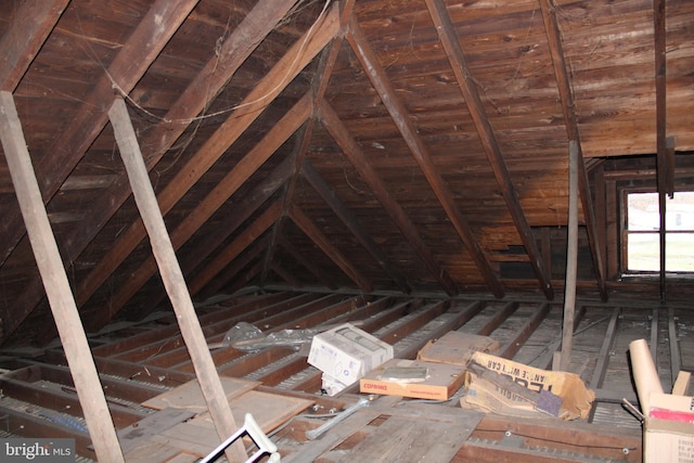 view of unfinished attic