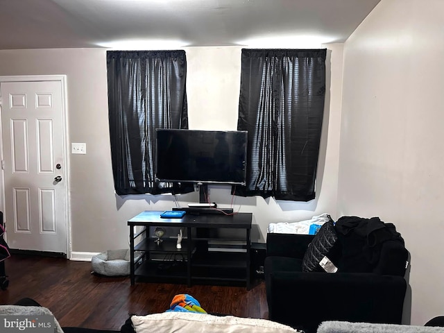 living room featuring dark hardwood / wood-style flooring