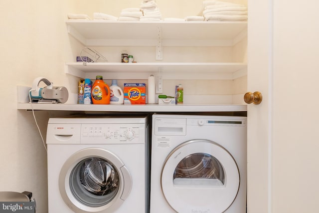 laundry room featuring washer and dryer