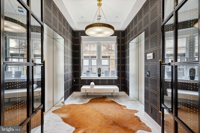 bathroom featuring tile floors and elevator