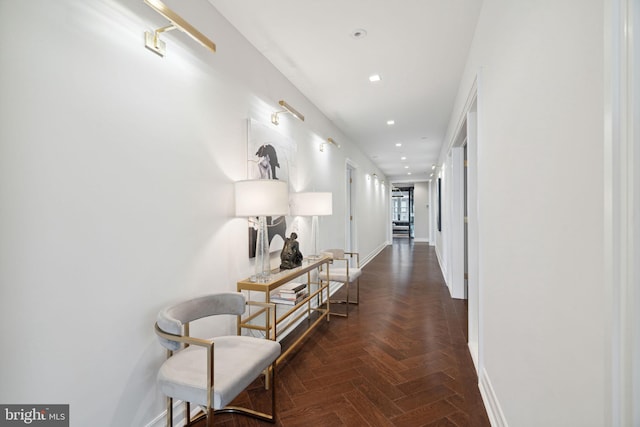 corridor with dark parquet floors