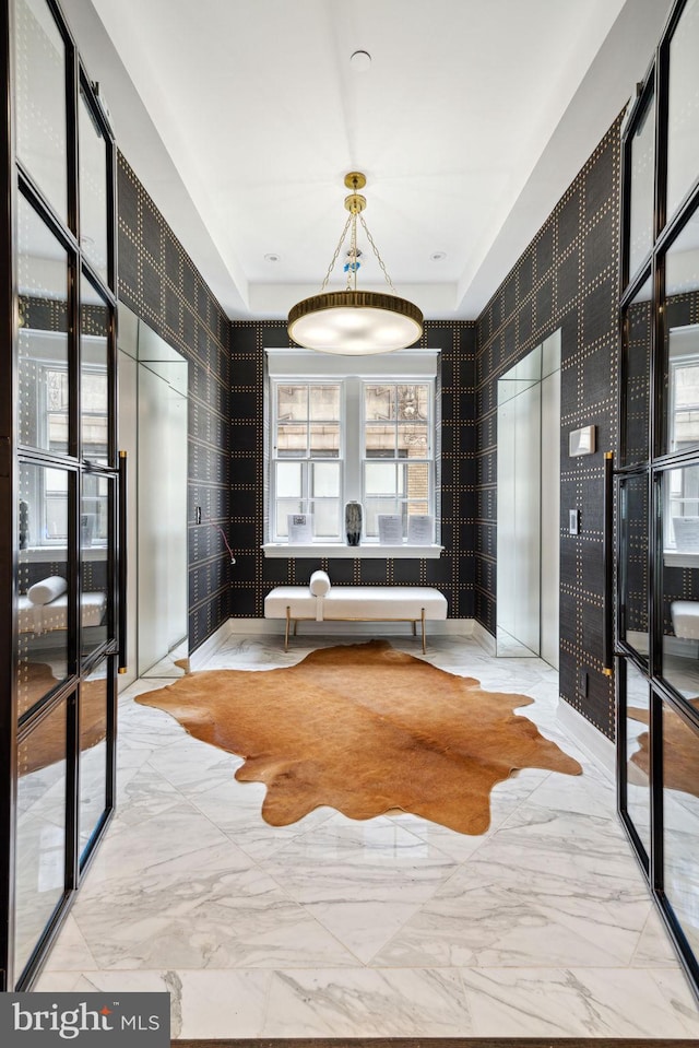 bathroom featuring tile flooring and elevator