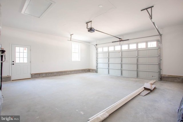 garage with a garage door opener