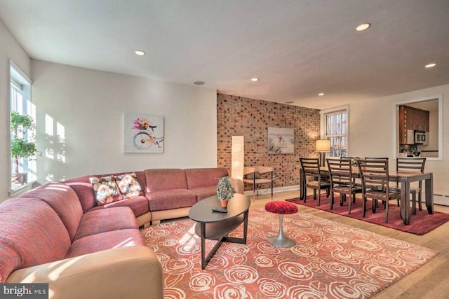 living room with light wood-type flooring