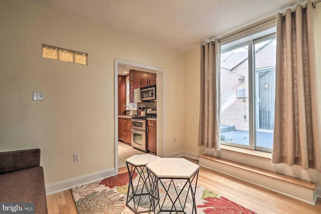 sitting room with light wood-type flooring