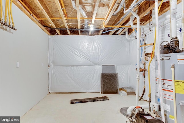 basement with water heater