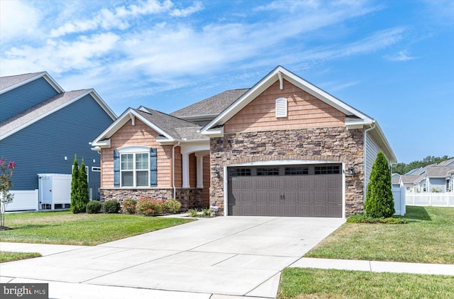 craftsman-style home with a front yard