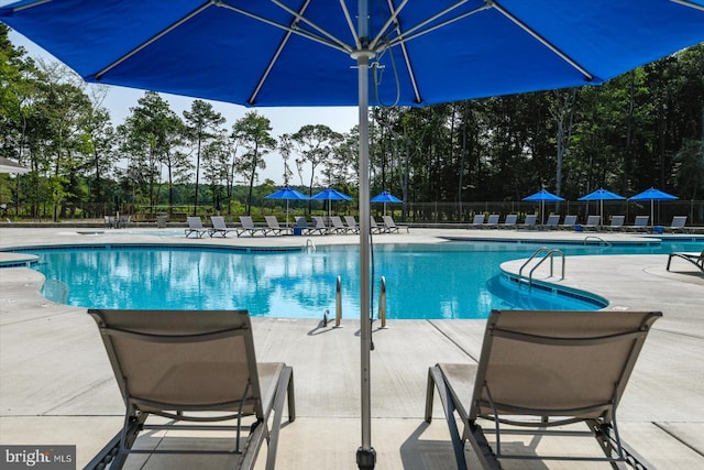 view of pool featuring a patio area