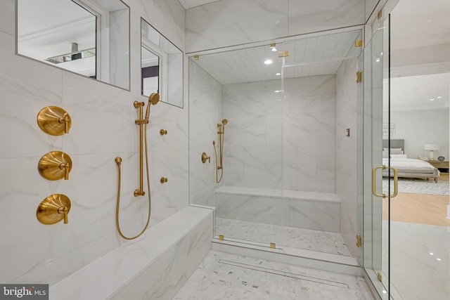 bathroom with walk in shower