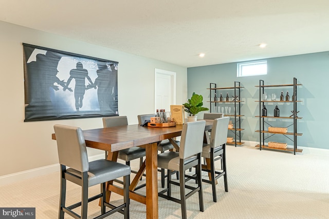 view of carpeted dining room