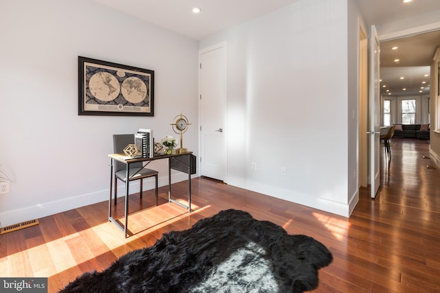 interior space featuring dark hardwood / wood-style flooring