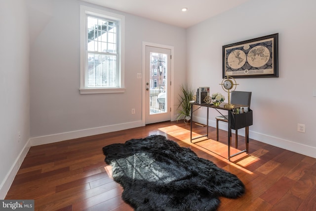 foyer entrance featuring wood-type flooring