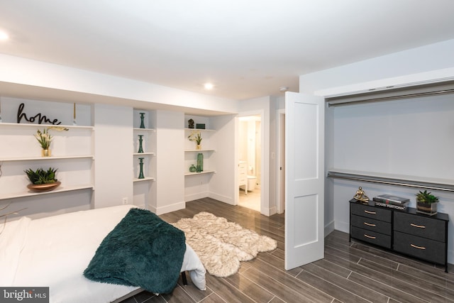 interior space with dark wood-type flooring