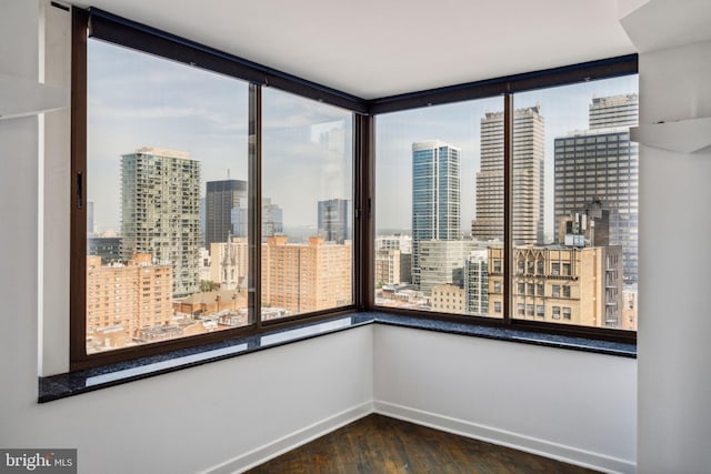 spare room featuring dark hardwood / wood-style floors