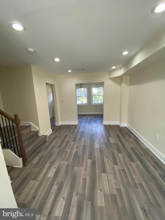 interior space featuring dark wood-type flooring