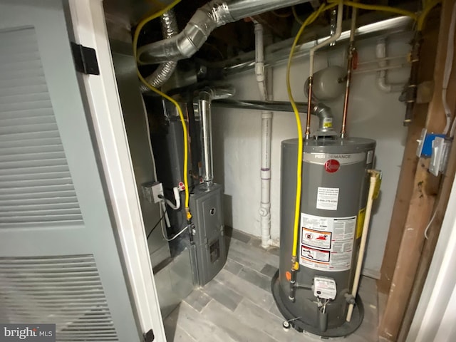 utility room with gas water heater