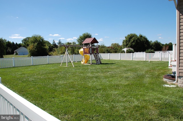 view of yard featuring a playground