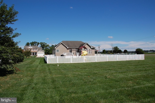 view of yard with a wooden deck