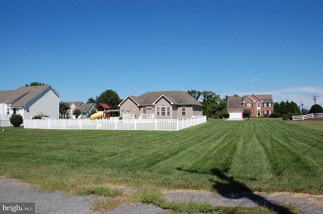 view of yard with a playground