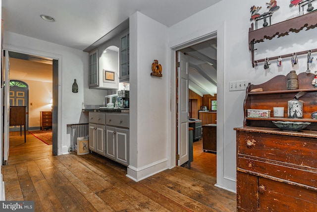 hall featuring dark hardwood / wood-style floors