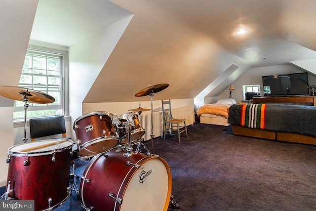 interior space featuring multiple windows and vaulted ceiling