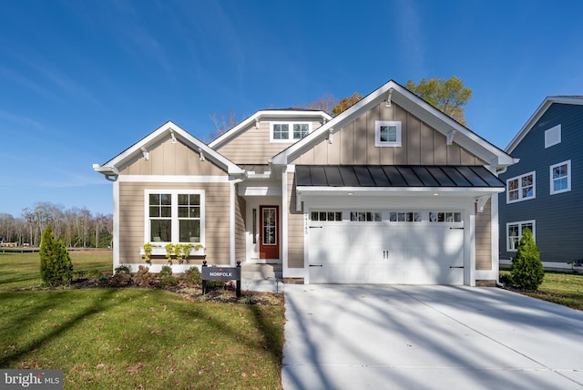 craftsman-style home with a front lawn