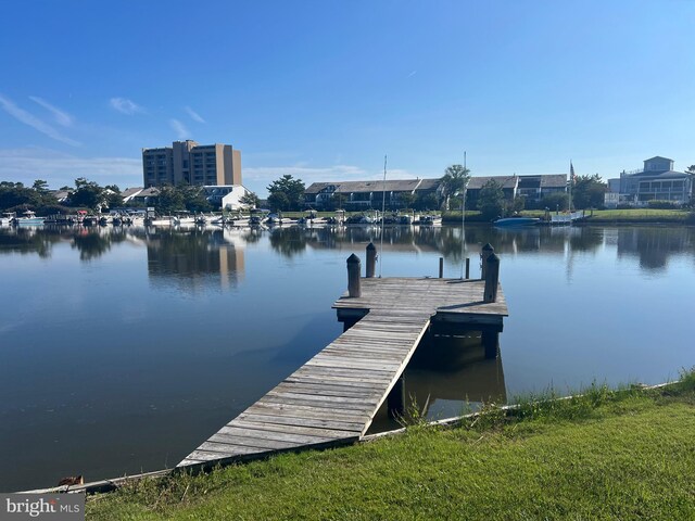 view of dock featuring a water view