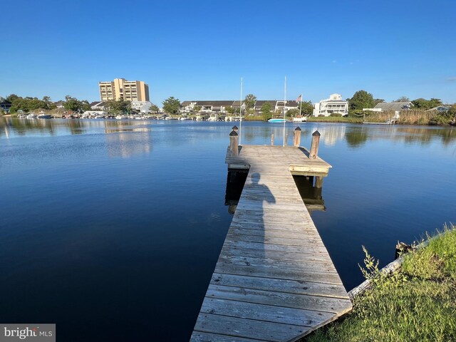 dock area featuring a water view