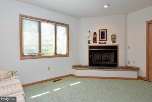 living room with carpet floors