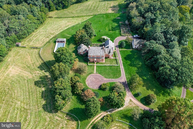 aerial view featuring a rural view