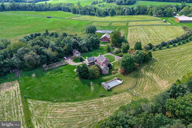 aerial view with a rural view